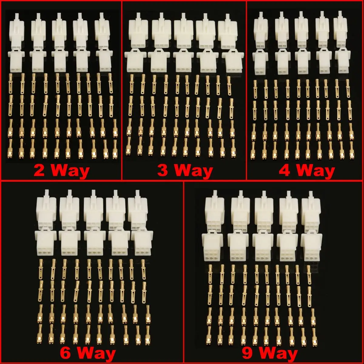 

2/3/4/6/9 Way 2.8mm Motorcycle Battery Connector Terminal Kits Motorbike Male Female Socket Plug