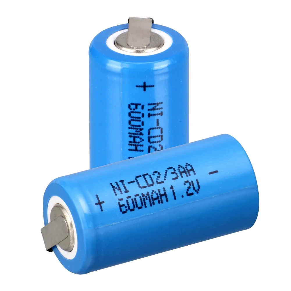 Синий 4~ 24 шт Ni-Cd 1,2 V 2/3AA 600mAh Ni-Cd аккумуляторные батареи