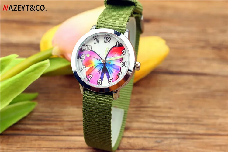 Бесплатная доставка NAZEYT брендовые Детские часы Детские Кварцевые часы Красочные бабочки циферблат светящиеся стрелки маленькие мальчики