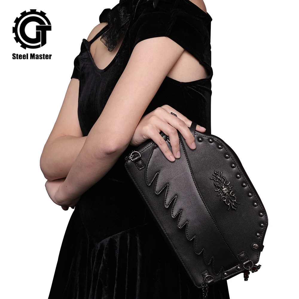 Punk Rivet Shoulder Messenger Bags Steampunk Motorcycle Crossbody Bag
