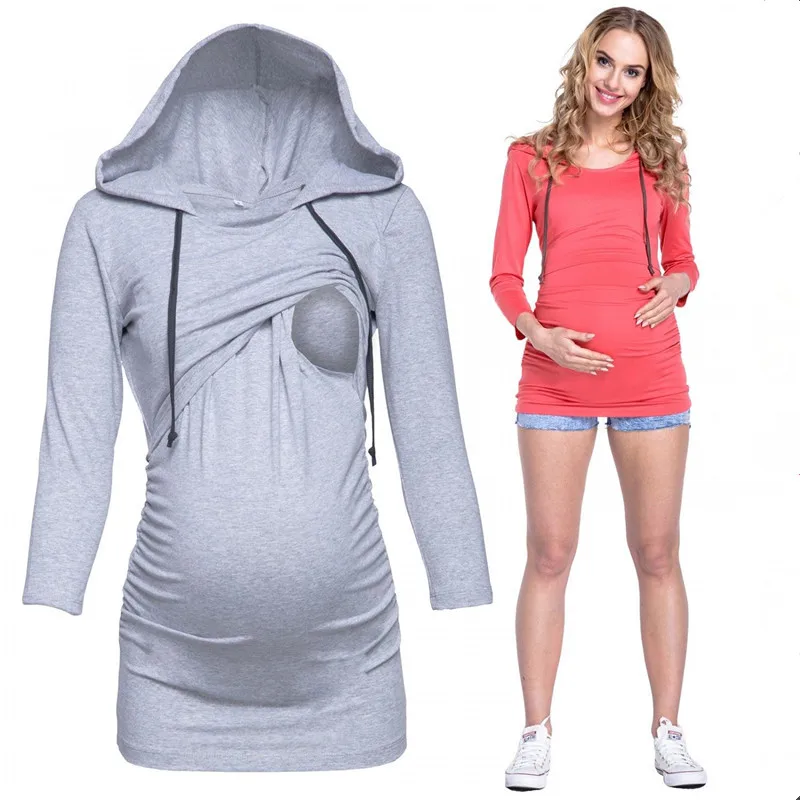 Maternity Hoodies Nursing Tops For Pregnant Women Christmas Elk Print