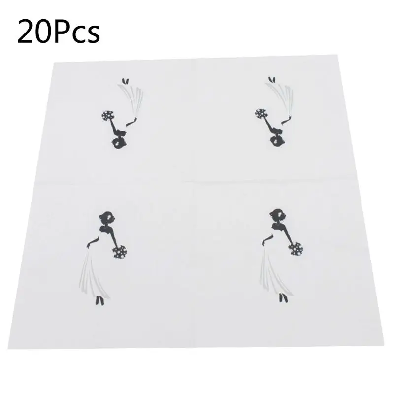 

Disposable Paper Napkins Tableware Supply Printed Square Tissue wedding Bride Pattern Party Festive Celebration 20 Pieces
