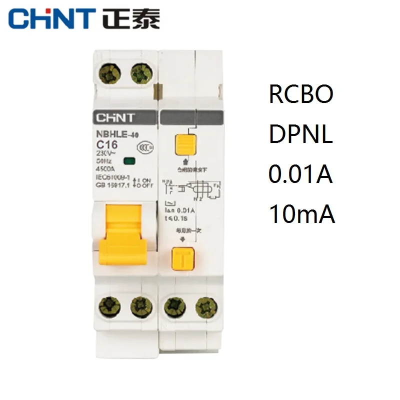 CHINT NBHLE-40 16A 20A 32A 40A 10MA 0.01A RCBO 1P+ N 230 В автоматический выключатель с защитой от перегрузки по току