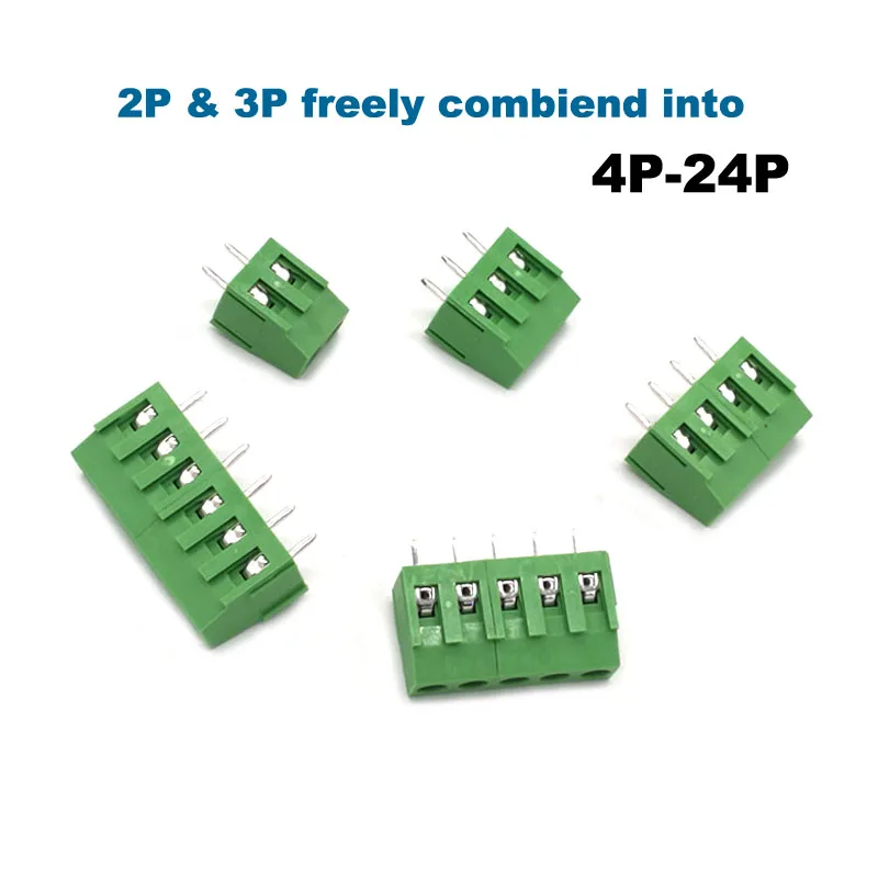 Conector de bloque de terminales PCB, tornillo de paso de 5,08mm, Pin recto 2P, 3P, WJ500V, Cable de Bornier, morsettera de 300V, 10A, 30/50/100 Uds.