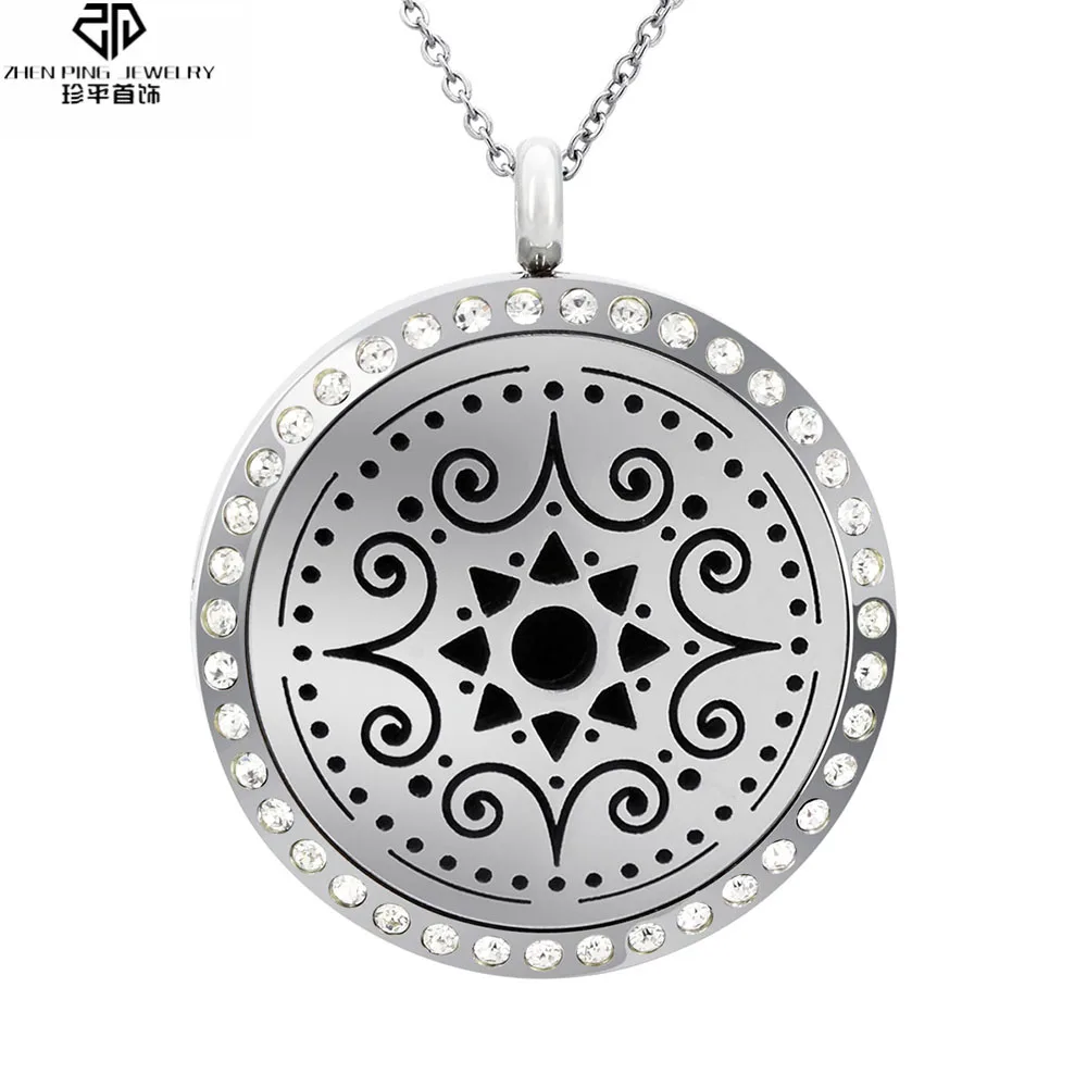 

Geometric Aromatherapy Diffuser Pendant Stainless Steel Magnetic Locket Round Essential Oil Diffuser Perfume Jewelry Men Women