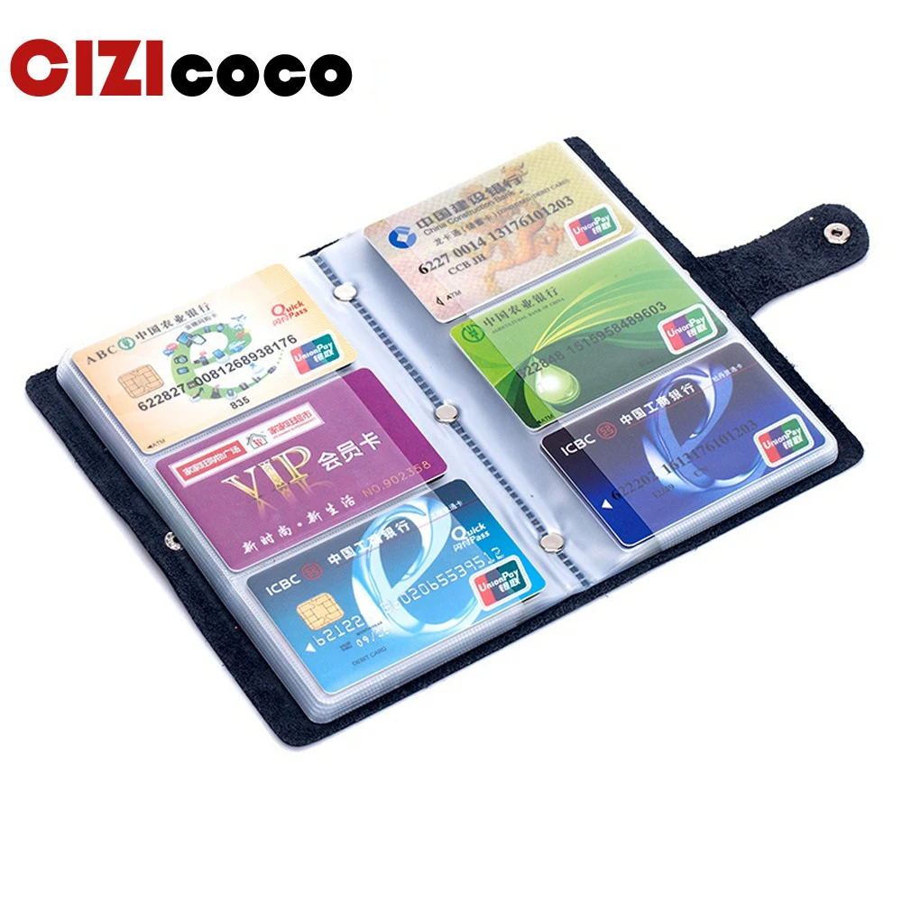 

Women/Men Leather Credit Card Holder Large Capacity Cowhide Leather ID Card Case 90 Card Holders Business Card Holder