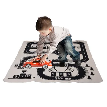 

Baby Drawing Mat Soft Carpet Developing Crawling Rug Children Round the Town Road Crawling Rug Baby Pure Cotton Canvas