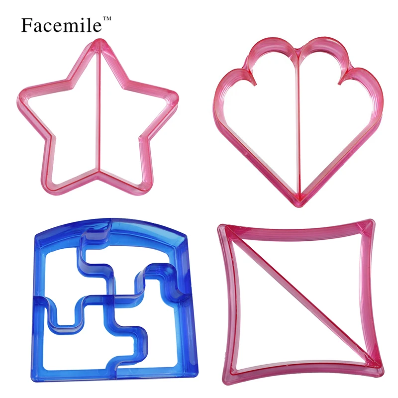 

4pcs/set Geometry Puzzle Shape Sandwich Toast Bread Cookie Biscuit Cholcolate Baking Mold Cake Tools Gift