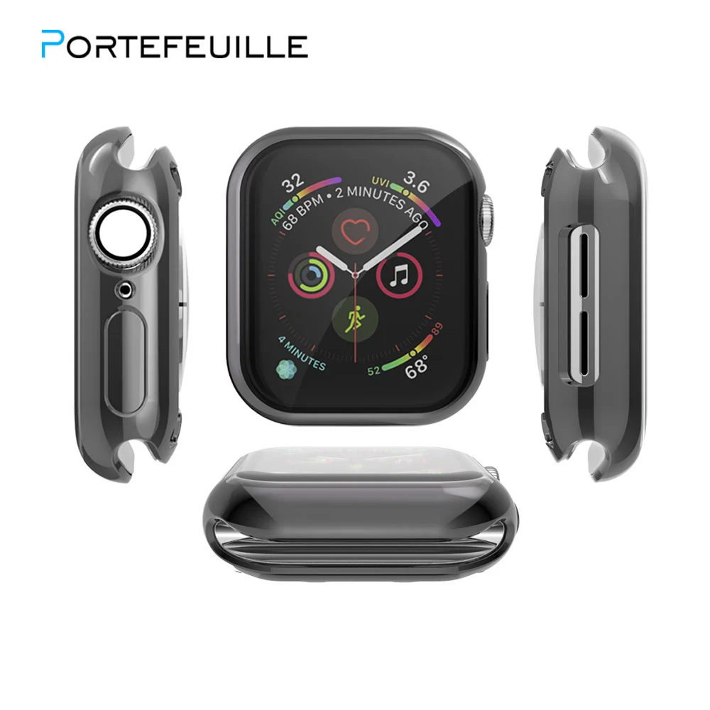 Защитный чехол для экрана Portefeuille iWatch 4 40 мм 44 мм из ТПУ для Apple Watch Series 4, защитный чехол, прозрачный для i watch