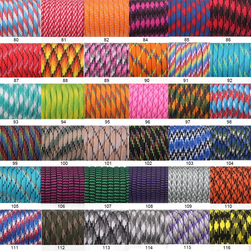 YoouPara 250 Colors Paracord 550 Rope Type III 7 Stand 100FT 50FT Paracord Cord Rope Survival kit Wholesale 4