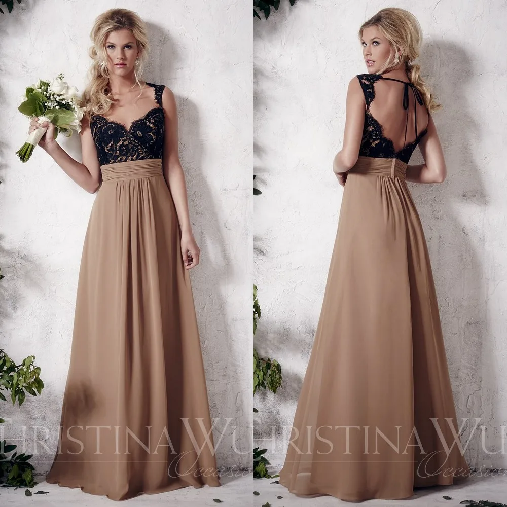 Smerlato Aperto Indietro Abito Da Damigella D'onore Nero E Bronzo Lunga  Scollo a cuore Glamorous pavimento lunghezza Orlo|dress fancy|gowns  whitedress more - AliExpress