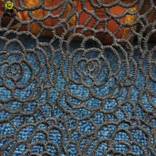 Водорастворимая черная одежда ткань кружева аксессуары полиэстер трехмерная вышивка кружева большая Рыбная сетка полый материал