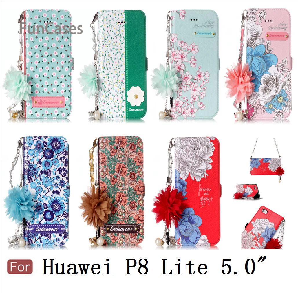 Роскошные хризантемы чехол СПС Estojo huawei P8 Lite из искусственной кожи бисерная цепь carcaso матовый чехол huawei Ascend P8 Lite 5," мовиль