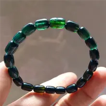 Природный зеленый турмалин кристалл Бусины женский браслет AAA 8,5*6 мм