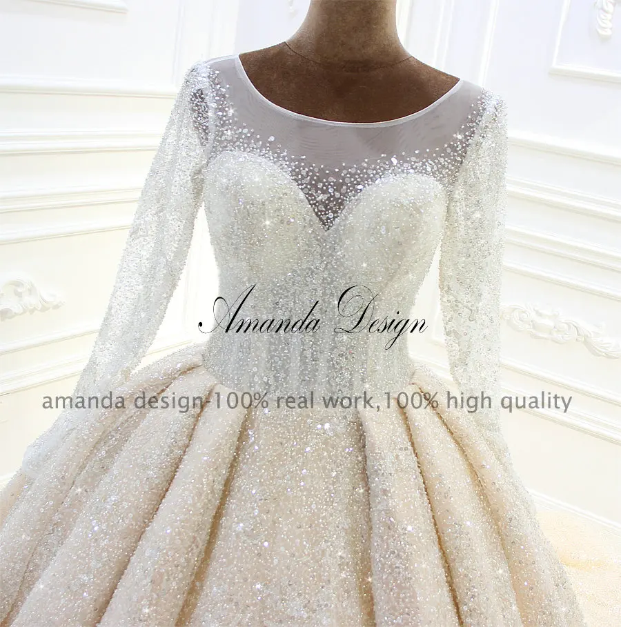 Amanda Design brautkleider hochzeitskleid блестящее свадебное платье с длинным рукавом