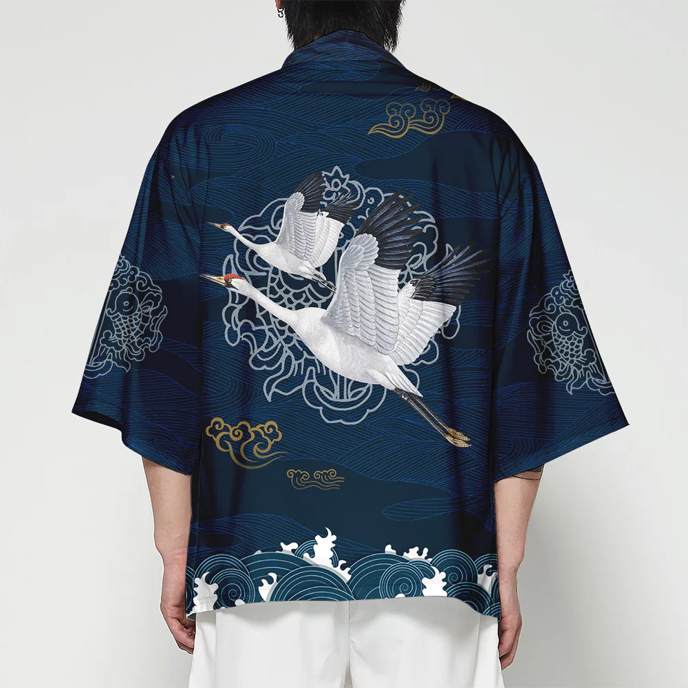 Японское кимоно кардиган для мужчин Haori Yukata мужской костюм самурая одежда кимоно куртка Мужская s кимоно рубашка блузка Одежда Obi