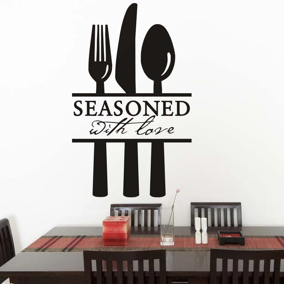 Diy Modern Decor Spoon Fork Knife Kitchen Wall Sticker Seasoned With Love Quotes Wall Decals Dining Room Wallpaper Home Decor Diy Modern Decor Spoon Fork Knife Kitchen Wall Sticker Seasoned With Love Quotes Wall Decals Dining Room Wallpaper Home Decor