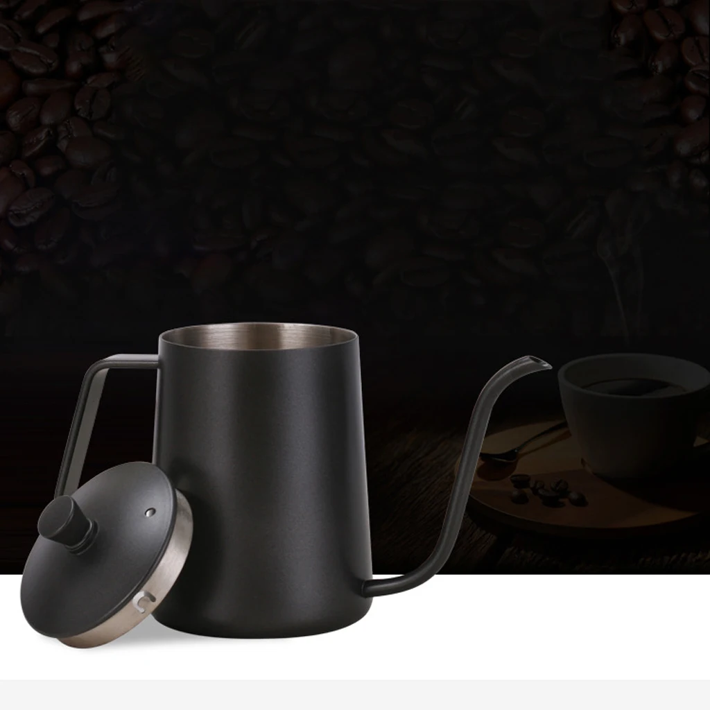 Coffee Stainless Steel Moka Kettle Coffee Kettle Drip Tea Pot Teaware 600ml BLK Retro Kitchen Cafe Teapots