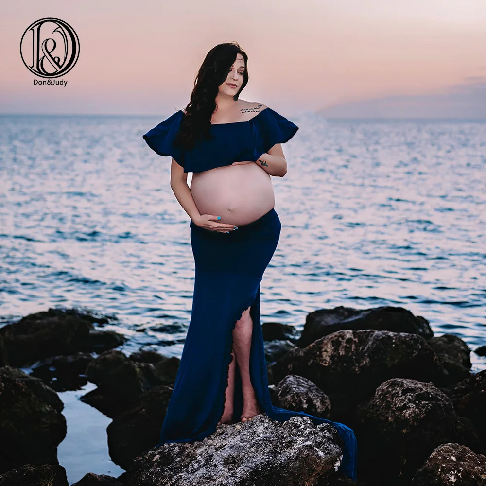 D& J новые платья для беременных для фотосессии для беременных фото реквизит беременность платье фотография Макси платье для беременных синий