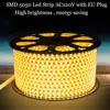 220V LED Strip Light SMD Flexible Waterproof LED Ribbon light LED Rope Light With EU Power plug 60Led / M Bright Than 5630 ► Photo 2/6