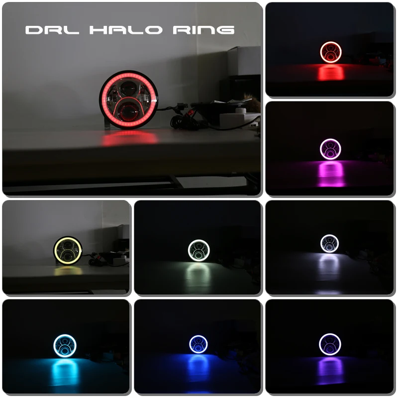 Комплект для переоборудования передних фар 7 &quotLed лампы с RGB светодиодами DRL