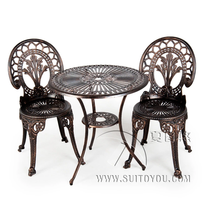 Садовый набор из литого алюминия стол и 2 стула Лидер продаж|garden furniture set|aluminum garden