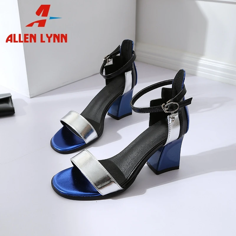 

ALLENLYNN New Wholesale Bling Ladies High Heels Sandals Women 2019 Summer Elegant mixed-color OL Women Work Hoes Woman