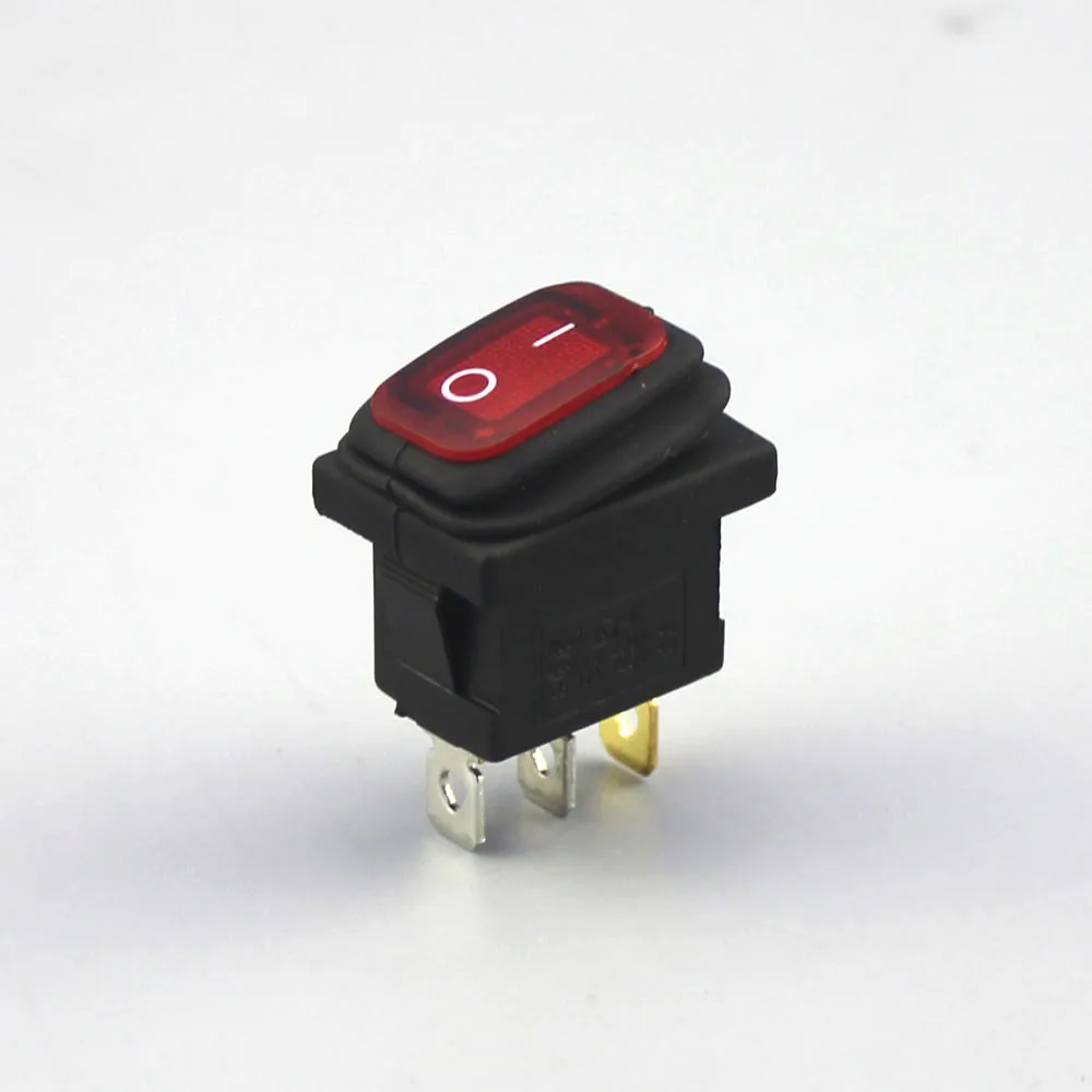 100PCS KCD1-2-101NW 6A 250VAC SPST ON OFF 3 Pin Waterproof Illuminated Rocker Switch With 12V/24V LED