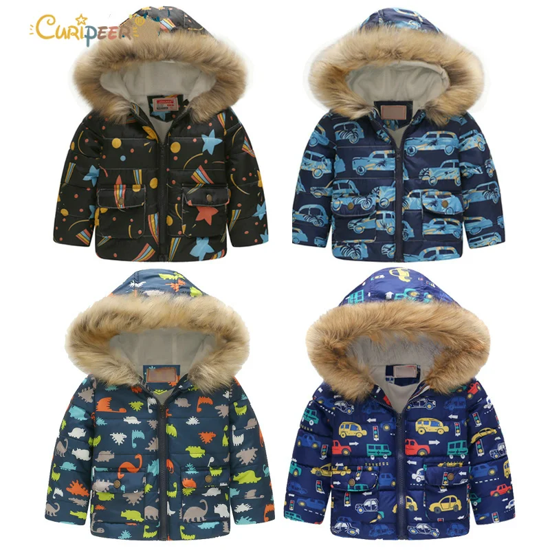 

2018 New Fashion Winter Children Boys and Girls Kid Winter Hooded Jacket Coat Kids Warm Thick Fur Collar Long Down Coat