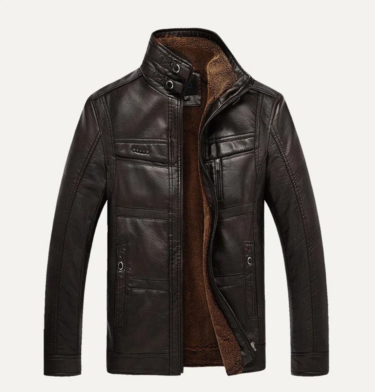 Флисовая теплая куртка-бомбер из искусственной кожи, одноцветная мотоциклетная куртка из искусственной кожи размера плюс, верхняя одежда, модные брендовые пальто, горячая распродажа