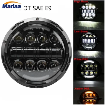 

Motorcycle Headlights 7" Round LED Sealed Hi-Lo Beam Halo Ring Headlight Fit for FLD Trike Touring Softail