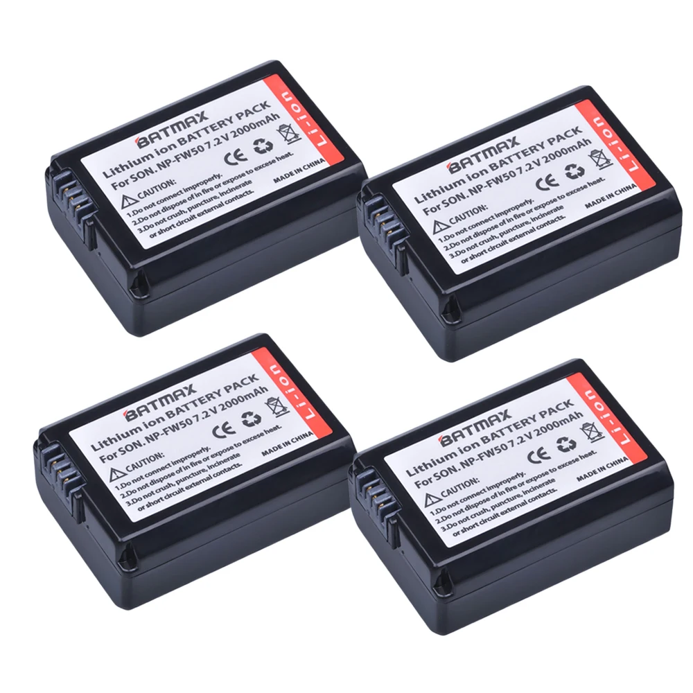 Батарея Batmax 4pc 2000 мАч NP FW50 NPFW50 np fw50 + двойное зарядное устройство USB с ЖК дисплеем