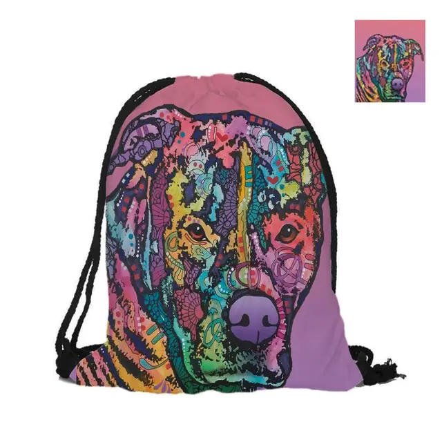 Cute Pitbull Backpack 3D Printing Pet Dog Double Sided Print Unisex