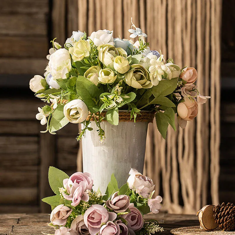 

1PC Home Decoration Flower Arrangeme 30CM 10 Heads Artificial Rose Flowers for Wedding Bridal Holding Silk Fake Flowers Bouquet