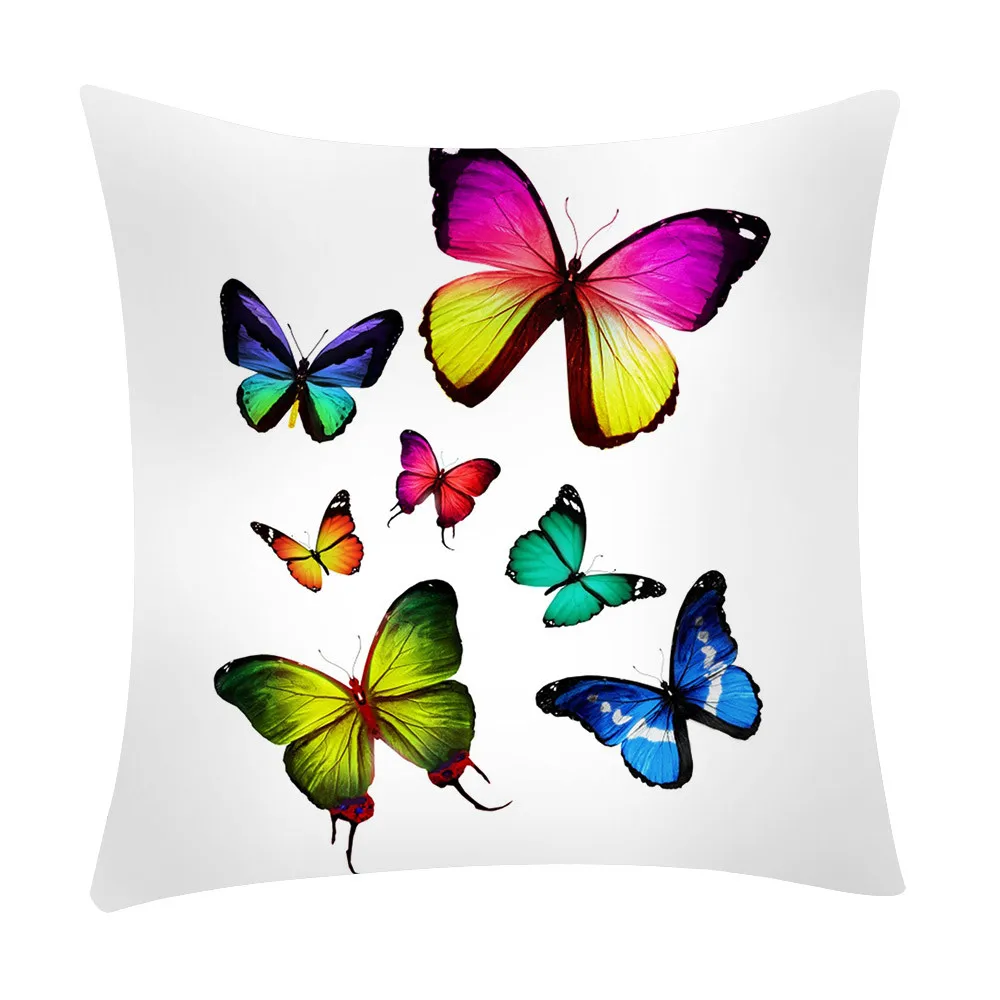 Цветы и подушка с изображением бабочек, чехол для девочки-феи, полиэстер, декоративная подушка на талию, чехол для дивана, Декор, Almofadas, 45x45 см