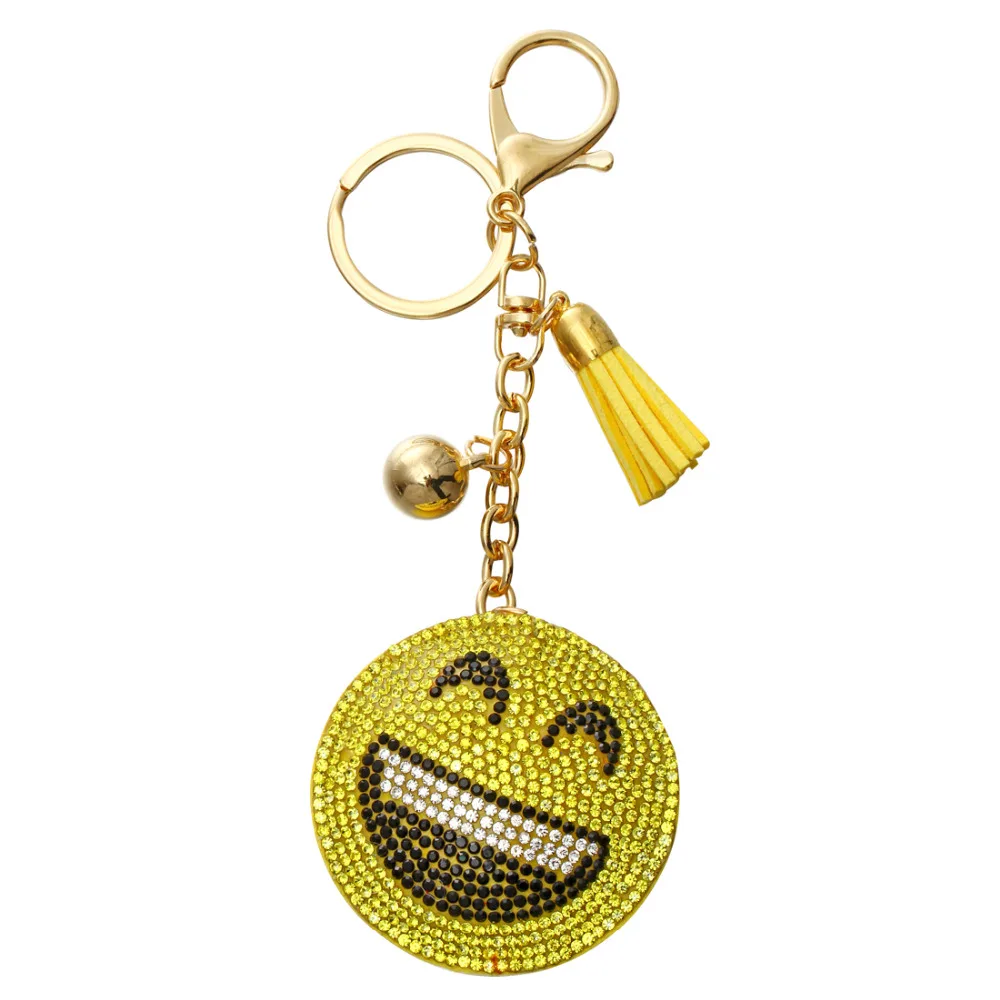 

Colorful Expression Charm Key Chain Keyrings Pendant Crystal Rhinestone Beads Gift Car Handbag Gold Silver Keychain Accessory