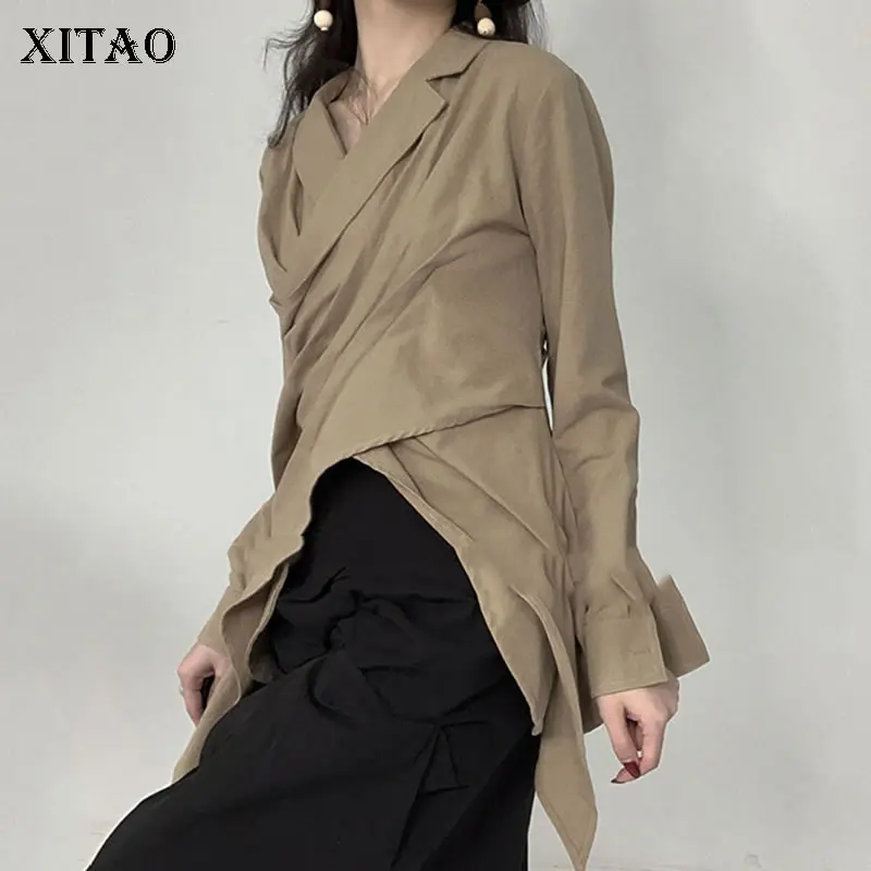 

[XITAO] Women 2019 Summer New Korea Fashion Turn-down Collar Full Sleeve Loose Shirt Female Solid Color Casual Blouse ZLL3878