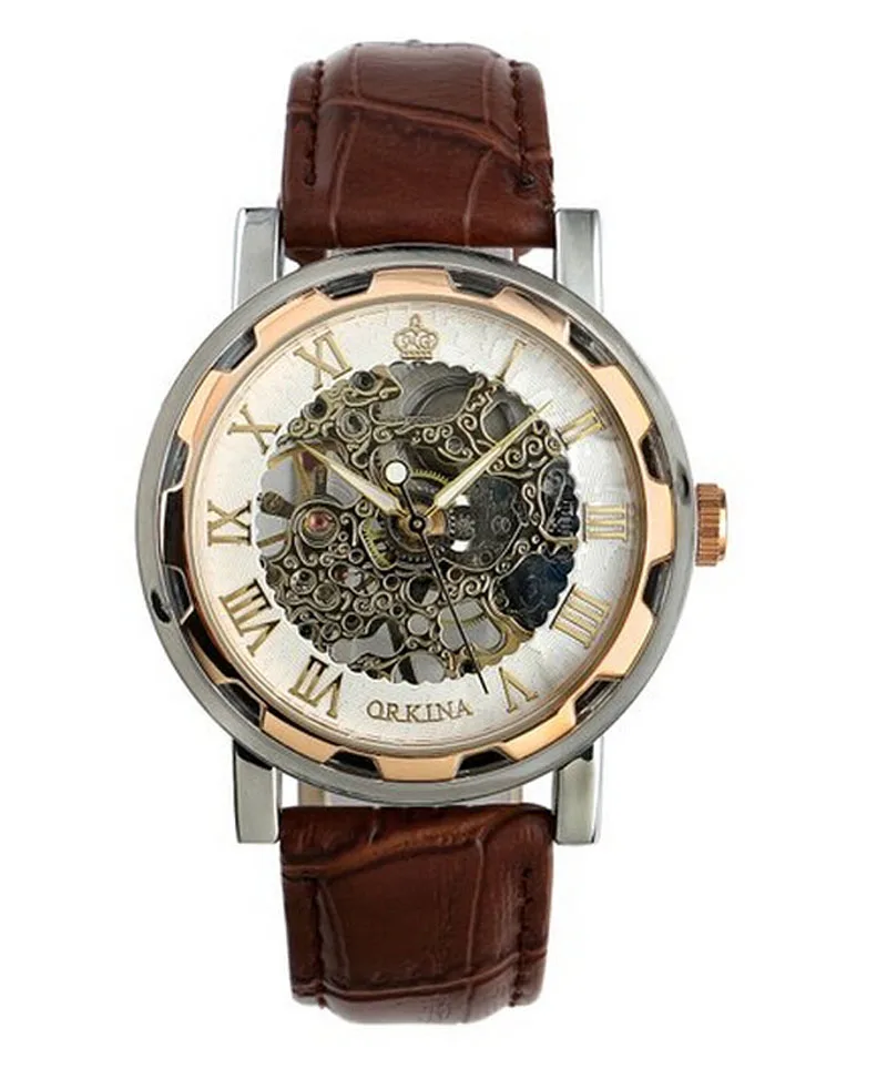 

Fashion Brand Winner Leather Band Women Men Skeleton Automatic Mechanical Watch Men Women Dress Roman Mechanical Wrist Watch