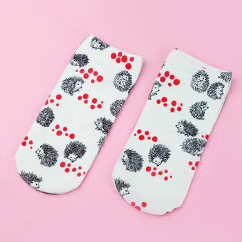 

1 Pair Funny Cartoon 3D Hedgehog Animal Print Sock harajuku Casual Soft Low Cut Ankle Sock For Women sokken skarpetki