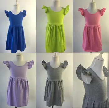 

new style children dress Baby Cotton half circle Flutter sleeves cute Party Wear wholesale