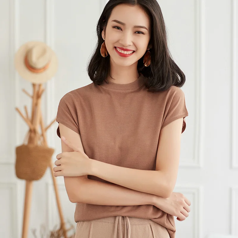 

SZDYQH 2019 New Arrived Summer Women Solid Color Thin T-shirts Casual Tee Tops Summer Short Sleeve Female T shirt Women Clothing