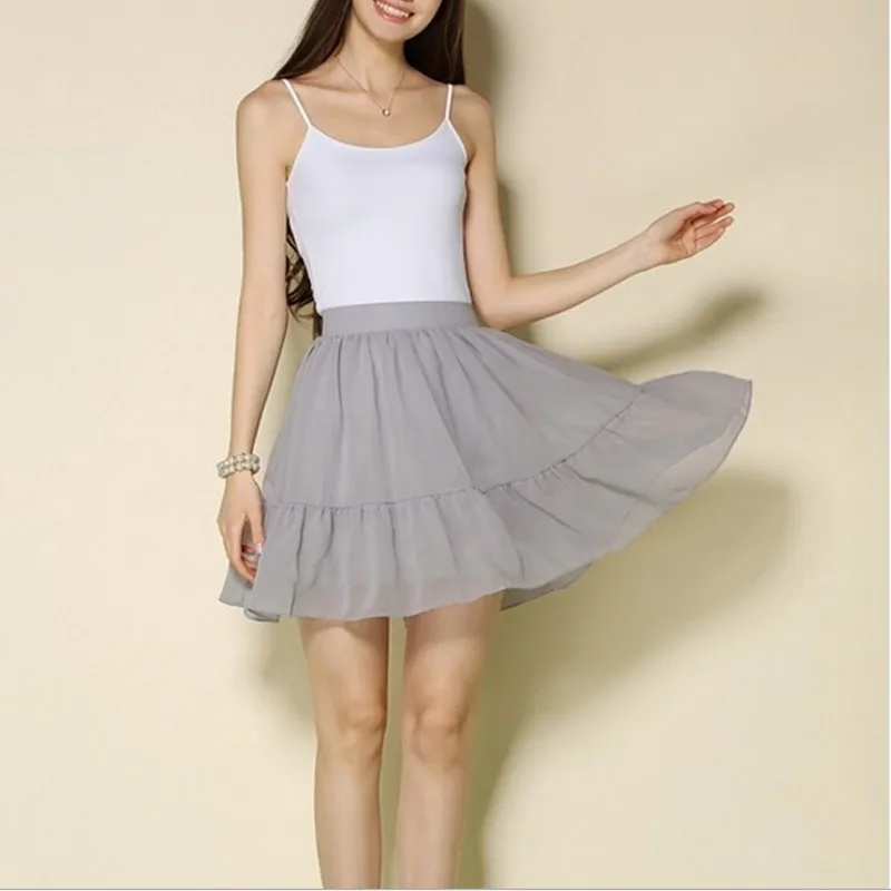 Cheap Hot Sale Candy Color Summer Skirts Womens Elastic Waist A Line