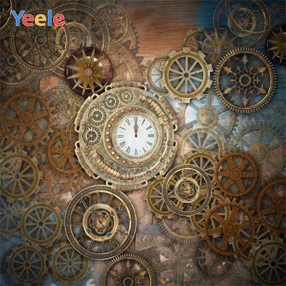 

Yeele Old Steampunk Style Gearwheel Carousel Grunge Photography Backgrounds Customized Photographic Backdrops For Photo Studio