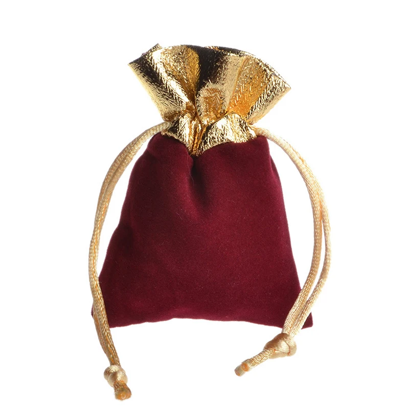 Wine Red Velvet Bags 7x9cm Drawstring Gift Bags For Jewelry Pack 50Pcs