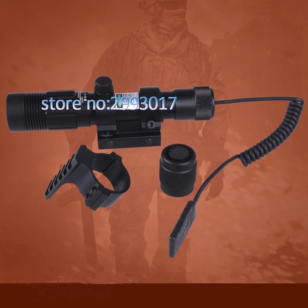 

Tactical Hunting Adjustable Green Laser Sight Designator Flashlight Night Vision Light Dot to Light Adjust w/Mount