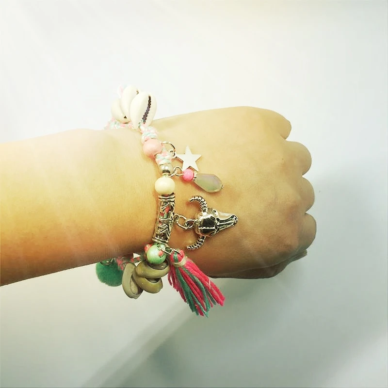 Браслет женский ручной работы с деревянными бусинами пляжный ювелирный