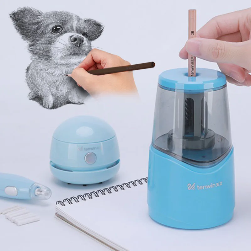 

Student Electric Pencil Sharpener Mini Vacuum Cleaner Electric Eraser children School Supplies Set Stationery