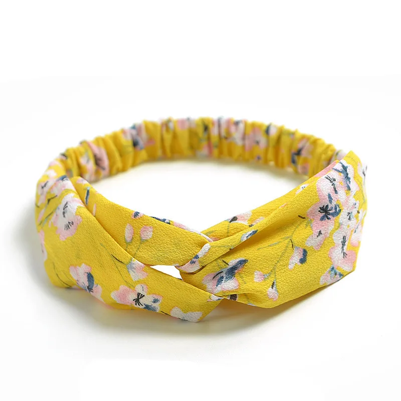 Эластичные винтажные крученые повязки на голову повязки для волос Бохо Йога тренировки тюрбан крест-накрест Цветочные женские аксессуары - Цвет: C214
