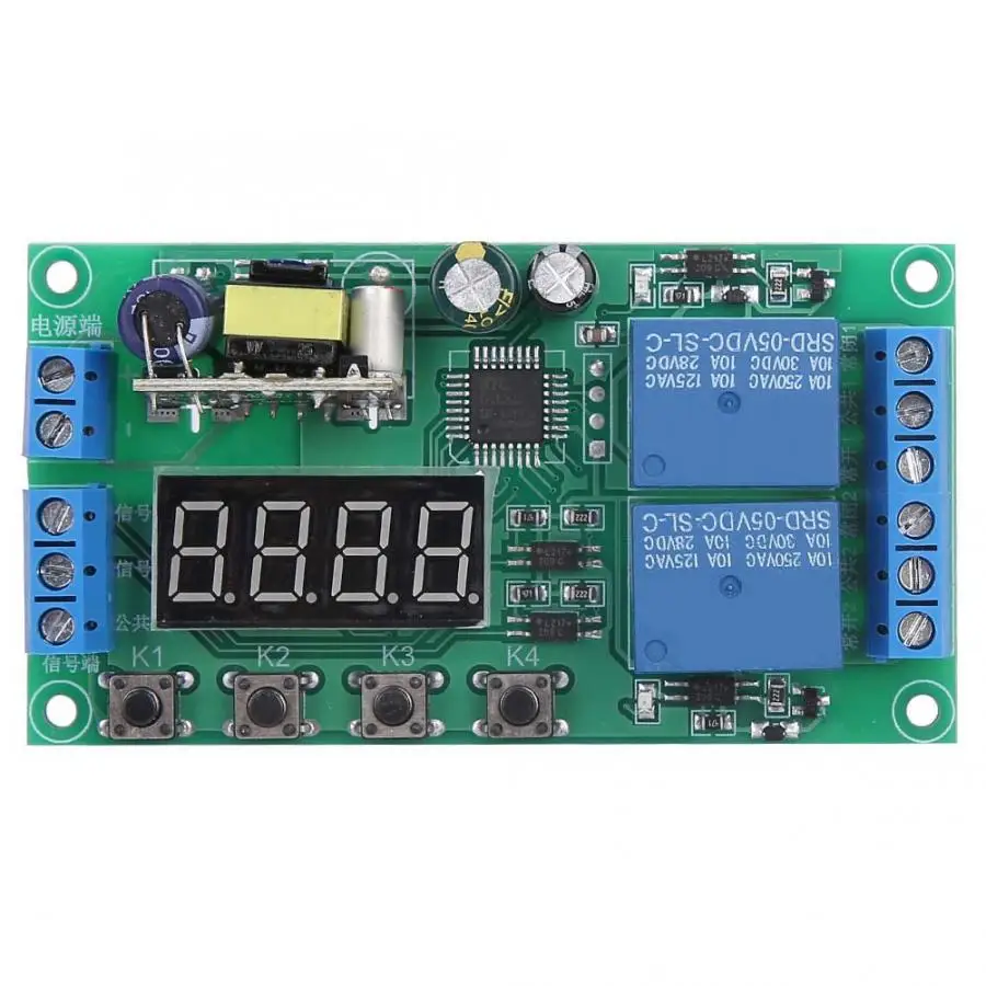 Programmable Relay Control Module with 2-Channel Trigger Delay ON/Off Cycle Timer Switch Board for Pumps,Motors