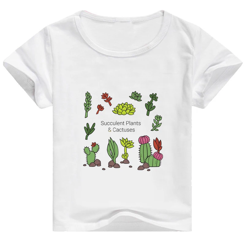 Детская забавная футболка с рисунком кактуса, детские летние топы, одежда с короткими рукавами, рубашка с круглым вырезом для мальчиков и девочек